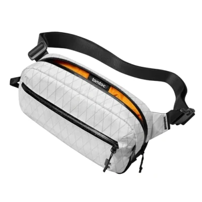 Afbeelding van tomtoc 1,5 3,5 l schoudertas met RFID bescherming, lichte en waterdichte voor mannen vrouwen, kleine reistas dagelijks gebruik, borsttas, sling tas, X Pac wit