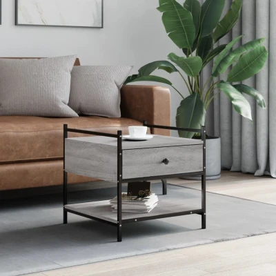 Afbeelding van Salontafel 50x50x50 cm bewerkt hout grijs sonoma