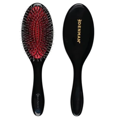 Image de Denman Boar Bristle Hair Brush Smoothing &amp; Shine Enhancing for Slick Back Styles, Curl Defining Detangling. D81M Hairbrush with Natural Bristles All Types Women Men