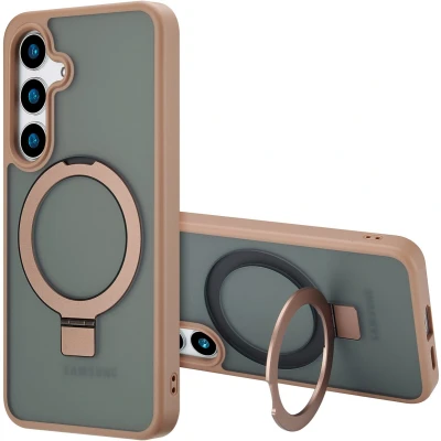 Afbeelding van Accezz Hoesje Geschikt voor Samsung Galaxy S24 Plus Ring Stand Backcover MagSafe bruin
