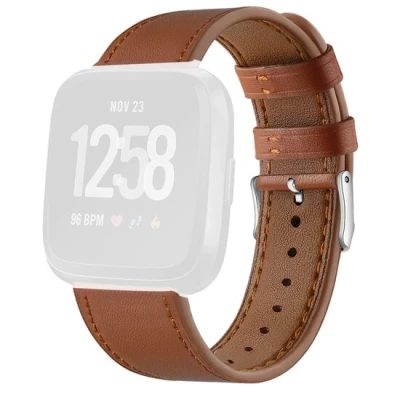 Afbeelding van Fitbit Versa 1 / 2 &amp; Lite leren bandje Bruin Horlogebandje