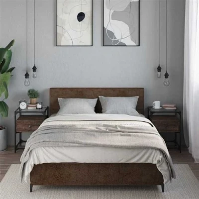 Afbeelding van Nachtkastjes 2 st 40x40x55 cm bewerkt hout bruin eikenkleurig