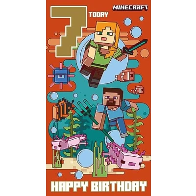 Afbeelding van Minecraft 7 jaar verjaardagskaart, 7e klimaatkaart, recyclebare officieel gelicentieerde 210 x 290
