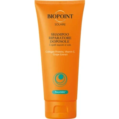 Afbeelding van Biopoint SOLAIRE Repair After Sun Shampoo voor droog en beschadigd haar, beschermt tegen zonnestress, uitdrogende herstructurerende werking, geeft vocht voeding, 200 ml