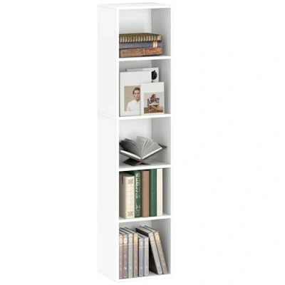 Afbeelding van HOMCOM Boekenkast, opbergrek met 5 niveaus, opbergkast verstelbare planken, voor woonkamer, slaapkamer, kantoor, 30 x 24 133,5 cm, wit