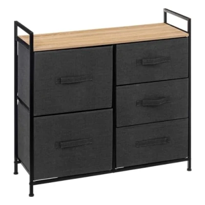 Afbeelding van 5Five Tissa stalen opbergmeubel met 5 laden 83x29x77cm Antraciet