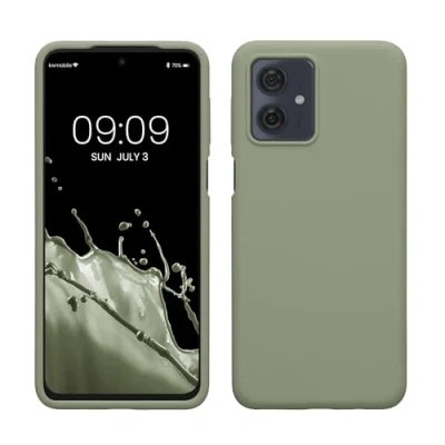 Afbeelding van kwmobile telefoonhoesje geschikt voor Motorola Moto G54 5G Hoesje met siliconen coating Smartphone case in grijsgroen
