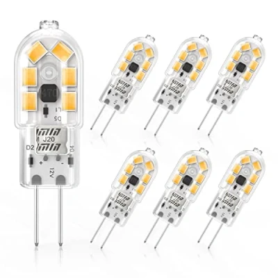 Afbeelding van Cxyemt Ledlampen, G4, 2 W, komt overeen met 20 W halogeenlicht, warm wit licht, 3000 K, AC/DC 12 V, energiebesparende lamp, niet dimbaar, flikkervrij, 6 stuks