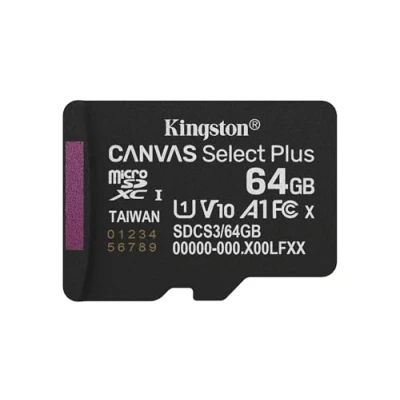 Afbeelding van Kingston Technology 64GB micSDXC Canvas Select Plus Gen3 100R A1 enkel pakket zonder ADP