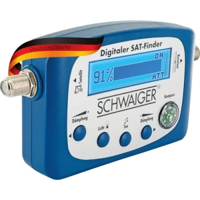 Afbeelding van SCHWAIGER 5170 SAT Finder Digitale satellietdetectie Satelliet zoeken Geïntegreerd kompas Oriëntatie LNB meetapparaat Optimale positionering Parabolische antenne met audio uitgang
