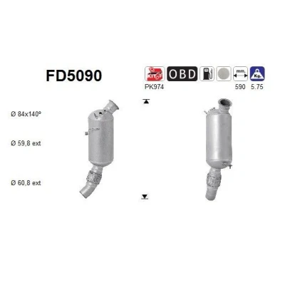 Afbeelding van AS FD5090 Roetfilter Euro 5 Cordieriet BMW: Touring, 3 Saloon, 1 Hatchback
