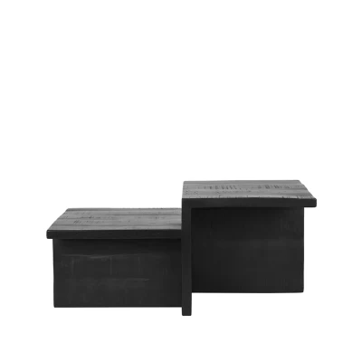 Afbeelding van Skip salontafel mangohout zwart 90x50 cm