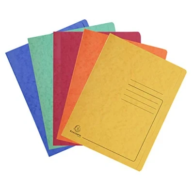 Afbeelding van Exacompta 39990E boekmap van glanzend karton, 355 g, gelinieerd op het deksel, voor vastmaken of presenteren maximaal 350 vellen, A4, blauw geel oranje rood groen