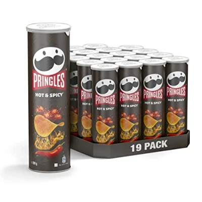 Afbeelding van Pringles Hot &amp; Spicy Scherpe chips 19 stuks voorraadverpakking (19 x 185 g)