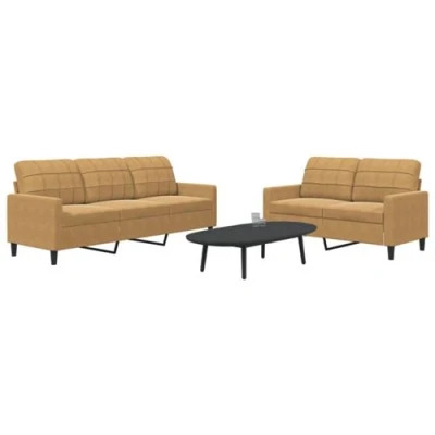 Image de vidaXL Ensemble de canapés 2 pcs avec coussins Marron Velours3278398