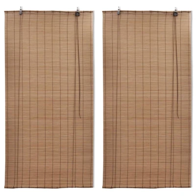 Afbeelding van Rolgordijnen 2 st 150x220 cm bamboe bruin
