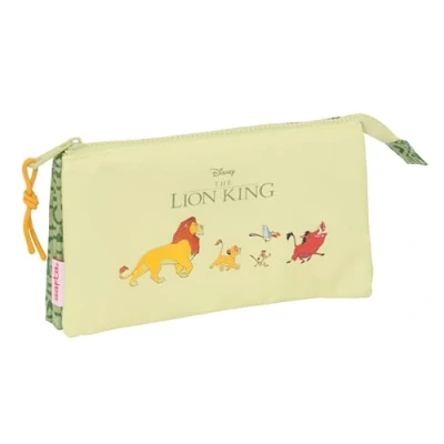 Afbeelding van Pennenetui met 3 vakken Mufasa Groen Beige 22 x 12 cm