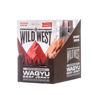 Image de Wild West Wagyu Beef Jerky 16 x 25 g Viande séchée Snack protéiné High Protein