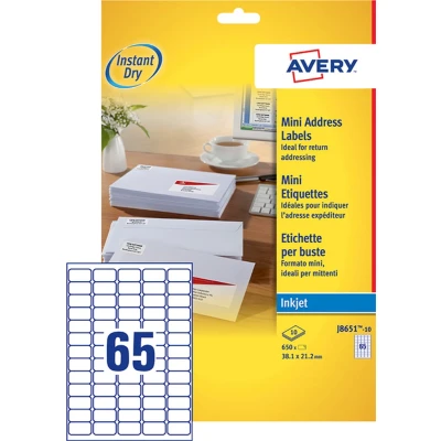 Afbeelding van Etiket Avery J8651 10 38.1x21.2mm wit 650 stuks Pak a vel