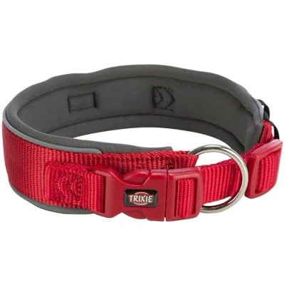 Afbeelding van Trixie Hoogwaardige hondenhalsband, extra groot, rood/grafietgrijs