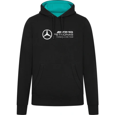 Afbeelding van Mercedes AMG Petronas Hoodie voor heren F1 met groot 3D logo van het team, zwart.