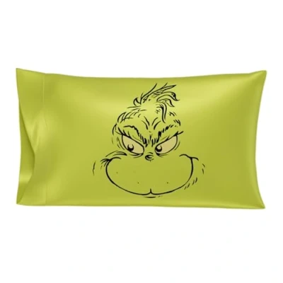 Afbeelding van Franco Collectibles Grinch by Dr. Seuss Holiday Beauty standaard kussensloop van zijdeachtig satijn voor haar en huid, 50,8 x 76,2 cm (officieel gelicentieerd product)