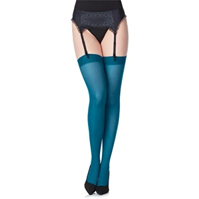 Afbeelding van Merry Style MS GB 799 Dames Hold Up Kousen 40 Denier licht glanzend elastisch Polyamide Donkerturquoise XL / XXL