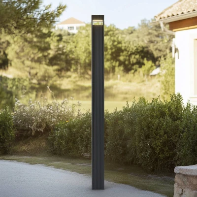 Afbeelding van Lucande LED tuinpadverlichting Tavion, donkergrijs, aluminium, hoogte 230 cm