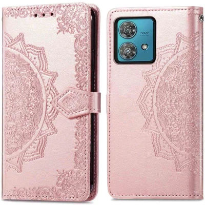 Afbeelding van iMoshion Hoesje Geschikt voor Motorola Moto G84 Met Pasjeshouder Mandala Bookcase Rosé Goud