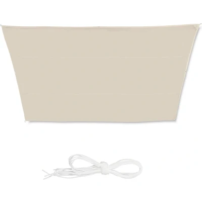 Afbeelding van Relaxdays schaduwdoek trapezium zonnebescherming beige zonnezeil waterafstotend 3 x 5,5 4 m