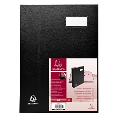 Image de Parapheur Exacompta 18 Compartiments Couverture Plastifiée Noir