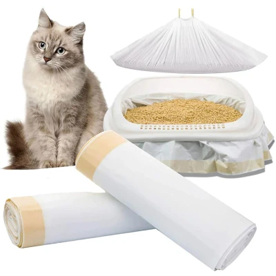 Afbeelding van Set van 40 scheurvaste kattenbakzakken 94 x 45 cm Met trekkoord Zelfreinigende vuilniszakken Jumbo Dikke zakken voor kattenbakvulling
