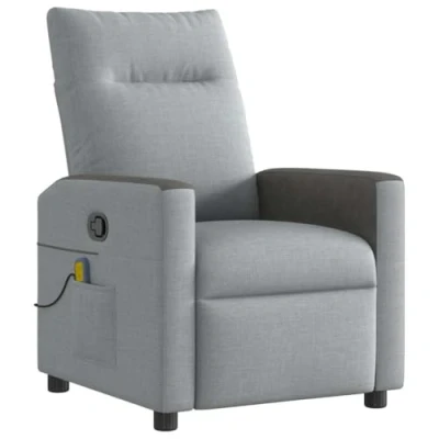 Afbeelding van VidaXL, Massagestoelen, Massagefauteuil lichtgrijs stoffen massage TV fauteuil