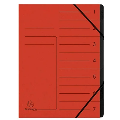 Afbeelding van Exacompta Ref. 540705E 1 map met genieten rug elastieken omslag van glanzend karton en binnenkant zwart gerecycled 7 vakken afmetingen: 24,5 x 32 cm A4 kleur: rood