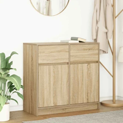 Afbeelding van vidaXL Dressoir met lade 80x34x76 cm spaanplaat sonoma eikenkleurig