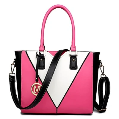 Afbeelding van Miss Lulu V vormige schoudertas Lederlook Lichtgewicht Medium Voor dames, Donkergrijs