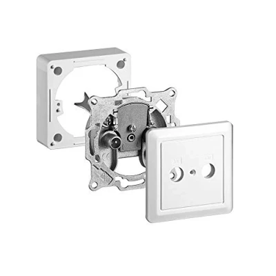 Afbeelding van Goobay complete set: 2 gats antenne aftakking/ eindaansluiting incl. deksel en frame, 1 dB verbind