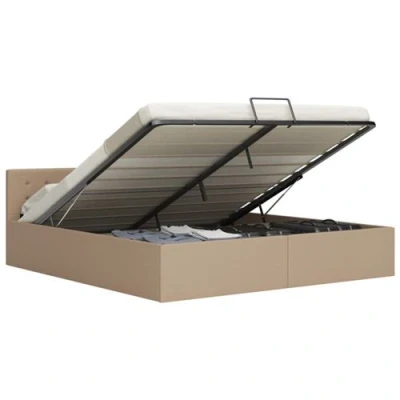 Afbeelding van Bedframe met opslag hydraulisch kunstleer cappuccino 180x200 cm