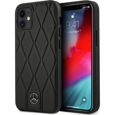 Afbeelding van iPhone 12 Mini Backcase hoesje Mercedes Benz Effen Zwart Leer