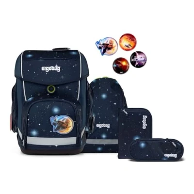 Afbeelding van ergobag Cubo Schoolrugzakset, ergonomisch, klassiek, 5 delig, 1e klasse, voor meisjes en jongens, Kobärnikus donkerblauw