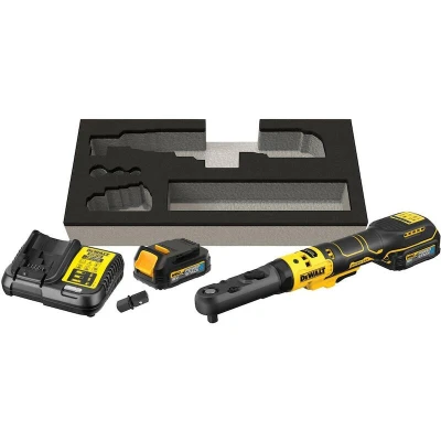 Afbeelding van DEWALT DCF510E2G QW 18V XR Brushless haakse accu ratelsleutel 1/2&quot; en 3/8&quot; (1x POWERSTACK + lader)