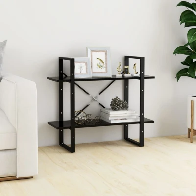 Afbeelding van Boekenkast met 2 schappen 80x30x70 cm spaanplaat zwart