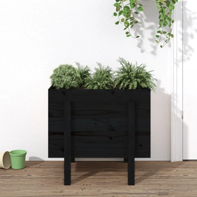Afbeelding van Plantenbak 62x50x57 cm massief grenenhout zwart