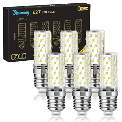 Afbeelding van Blewandy Ledlamp E27, 12 W (komt overeen met 100 halogeenlampen), 1200 lm, ledlampen schroeven, koud wit, 6500 K, stralingshoek 360 graden, 220 240 V, flikkervrij, 6 stuks