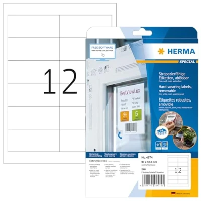 Afbeelding van Etiket HERMA 4574 97X42.3mm folie wit 240stuks