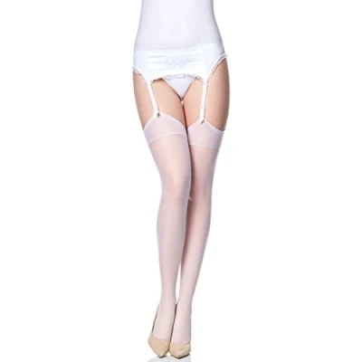 Afbeelding van Merry Style MS GB 226 Dames Hold Up Kousen 15 Denier licht glanzend teenloos elastisch Polyamide Wit M / L
