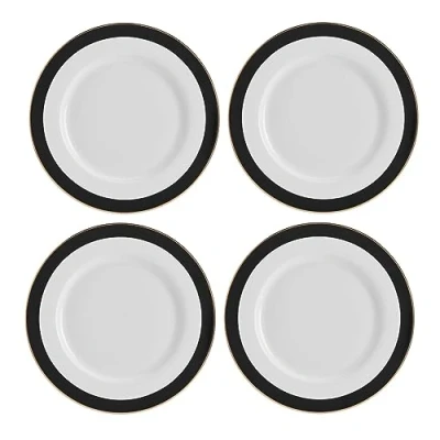 Afbeelding van Mikasa Luxe Deco Chinese Eetborden, set van 4 grote borden met Art Streep, 27cm Eetborden voor geschenkverpakking en vaatwasmachinebestendig