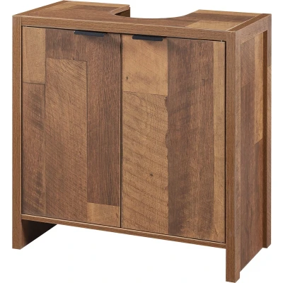 Afbeelding van Wastafelonderkast Namsskogan 60x60x30 cm walnootkleurig en zwart [en.casa]