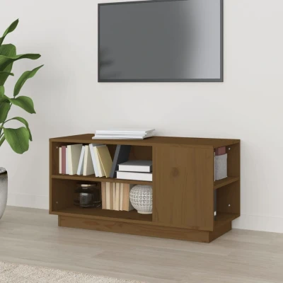 Afbeelding van Tv meubel 80x35x40,5 cm massief grenenhout honingbruin
