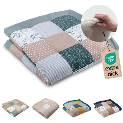 Image de ULLENBOOM tapis d&#039;éveil pour bébé 140 x cm 100 % matériaux Oeko Tex Fabriqué en UE Épais et doux Rembourré Eucalyptus Idéal comme couverture bébé, de jeu